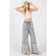 1pc Women'S Casual Cotton Wide Leg Pants with Drawstring and Pockets, Color Block Pattern, All-Season Loose Fit, Woven Fabric - Adult Fashion 1pc Women'S Casual Cotton Wide Leg Pants with Drawstring and Pockets, Color Block Pattern, All-Season Loose Fit, Woven Fabric - Adult Fashion