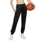 Women's High-Waist Joggers with Side Split - Casual Color Block, Buttoned Detail, Polyester, All-Season Fitness Pants Women's High-Waist Joggers with Side Split - Casual Color Block, Buttoned Detail, Polyester, All-Season Fitness Pants