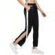 Women's High-Waist Joggers with Side Split - Casual Color Block, Buttoned Detail, Polyester, All-Season Fitness Pants Women's High-Waist Joggers with Side Split - Casual Color Block, Buttoned Detail, Polyester, All-Season Fitness Pants