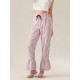 1pc Women'S Tartan Flared Pants - Casual Polyester Wide Leg with Tiered Ruffle, Lace-Up Bow Elastic Waistband, Full-Length Pull-On Trousers for All Seasons 1pc Women'S Tartan Flared Pants - Casual Polyester Wide Leg with Tiered Ruffle, Lace-Up Bow Elastic Waistband, Full-Length Pull-On Trousers for All Seasons