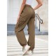 1pc GoyRrbay Women'S Casual Nylon Cargo Jogger Pants - Solid Color Drawstring Low Waist Baggy Trousers, All-Season Loose Fit Long Pants for Going Out, Woven Sports Pants for Adults 1pc GoyRrbay Women'S Casual Nylon Cargo Jogger Pants - Solid Color Drawstring Low Waist Baggy Trousers, All-Season Loose Fit Long Pants for Going Out, Woven Sports Pants for Adults