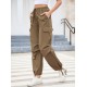 1pc GoyRrbay Women'S Casual Nylon Cargo Jogger Pants - Solid Color Drawstring Low Waist Baggy Trousers, All-Season Loose Fit Long Pants for Going Out, Woven Sports Pants for Adults 1pc GoyRrbay Women'S Casual Nylon Cargo Jogger Pants - Solid Color Drawstring Low Waist Baggy Trousers, All-Season Loose Fit Long Pants for Going Out, Woven Sports Pants for Adults