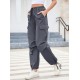 1pc GoyRrbay Women'S Casual Nylon Cargo Jogger Pants - Solid Color Drawstring Low Waist Baggy Trousers, All-Season Loose Fit Long Pants for Going Out, Woven Sports Pants for Adults 1pc GoyRrbay Women'S Casual Nylon Cargo Jogger Pants - Solid Color Drawstring Low Waist Baggy Trousers, All-Season Loose Fit Long Pants for Going Out, Woven Sports Pants for Adults