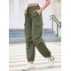 1pc GoyRrbay Women'S Casual Nylon Cargo Jogger Pants - Solid Color Drawstring Low Waist Baggy Trousers, All-Season Loose Fit Long Pants for Going Out, Woven Sports Pants for Adults 1pc GoyRrbay Women'S Casual Nylon Cargo Jogger Pants - Solid Color Drawstring Low Waist Baggy Trousers, All-Season Loose Fit Long Pants for Going Out, Woven Sports Pants for Adults