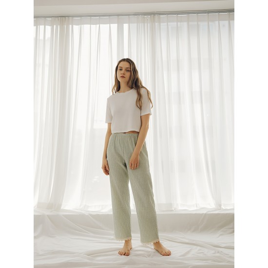 1pc Women'S All-Season Casual Polyester Lounge Pants with Lace Detail - Solid Color Woven Sports Pants for Home Comfort 1pc Women'S All-Season Casual Polyester Lounge Pants with Lace Detail - Solid Color Woven Sports Pants for Home Comfort