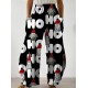Whimsical Charm, Chic Christmas-Themed Wide-Leg Pants for Women - Cute Polyester, Machine Washable with Pockets, Perfect for Spring/Summer/Fall Whimsical Charm, Chic Christmas-Themed Wide-Leg Pants for Women - Cute Polyester, Machine Washable with Pockets, Perfect for Spring/Summer/Fall