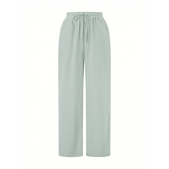 Women'S Wide Leg Polyester Pants - Casual All-Season Straight Leg Trousers with Elastic Waist and Pockets Women'S Wide Leg Polyester Pants - Casual All-Season Straight Leg Trousers with Elastic Waist and Pockets