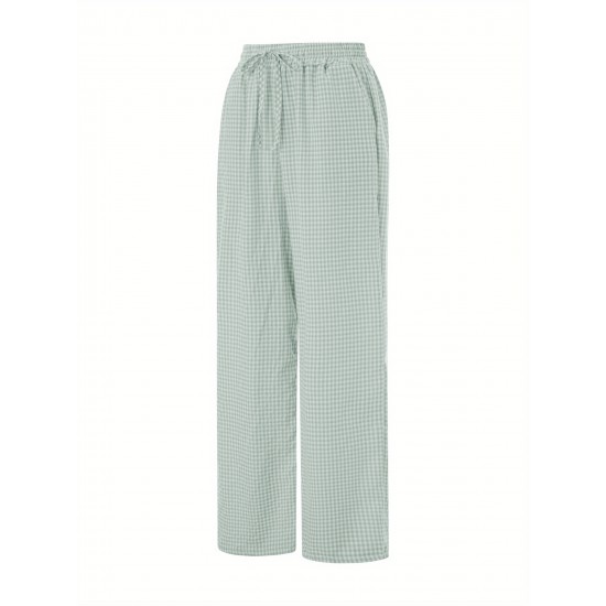 Women'S Wide Leg Polyester Pants - Casual All-Season Straight Leg Trousers with Elastic Waist and Pockets Women'S Wide Leg Polyester Pants - Casual All-Season Straight Leg Trousers with Elastic Waist and Pockets