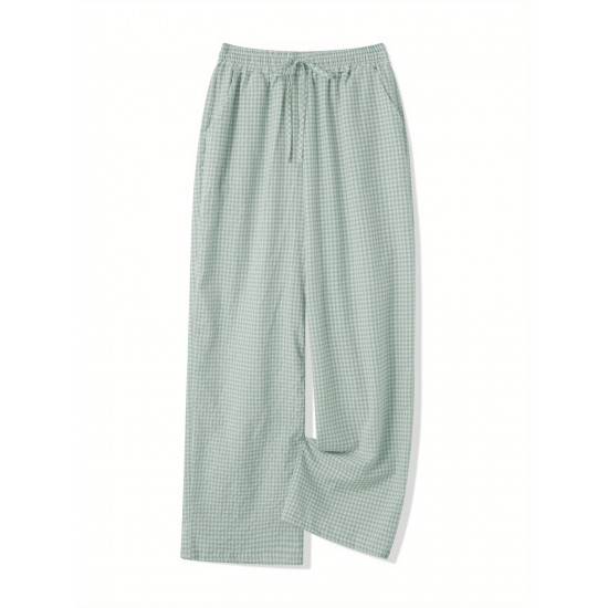 Women'S Wide Leg Polyester Pants - Casual All-Season Straight Leg Trousers with Elastic Waist and Pockets Women'S Wide Leg Polyester Pants - Casual All-Season Straight Leg Trousers with Elastic Waist and Pockets