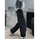 Women'S Casual Polyester Wide Leg Joggers, Loose Fit Knit Fabric Sweatpants, Solid Color, Long Length, with Shearling Lining, Elastic Waist with Drawstring, for Fall/Winter - Weekend Casual Style Women'S Casual Polyester Wide Leg Joggers, Loose Fit Knit Fabric Sweatpants, Solid Color, Long Length, with Shearling Lining, Elastic Waist with Drawstring, for Fall/Winter - Weekend Casual Style