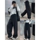 Women'S Casual Polyester Wide Leg Joggers, Loose Fit Knit Fabric Sweatpants, Solid Color, Long Length, with Shearling Lining, Elastic Waist with Drawstring, for Fall/Winter - Weekend Casual Style Women'S Casual Polyester Wide Leg Joggers, Loose Fit Knit Fabric Sweatpants, Solid Color, Long Length, with Shearling Lining, Elastic Waist with Drawstring, for Fall/Winter - Weekend Casual Style