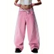 1pc Women'S Casual Wide Leg Faux Denim Pants with Striped Print, Cotton Loose Fit Trousers with Front Tie Bow Detail for Work Office Streetwear - All Seasons 1pc Women'S Casual Wide Leg Faux Denim Pants with Striped Print, Cotton Loose Fit Trousers with Front Tie Bow Detail for Work Office Streetwear - All Seasons