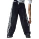 1pc Women'S Casual Wide Leg Faux Denim Pants with Striped Print, Cotton Loose Fit Trousers with Front Tie Bow Detail for Work Office Streetwear - All Seasons 1pc Women'S Casual Wide Leg Faux Denim Pants with Striped Print, Cotton Loose Fit Trousers with Front Tie Bow Detail for Work Office Streetwear - All Seasons