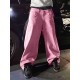 1pc Women'S Casual Wide Leg Faux Denim Pants with Striped Print, Cotton Loose Fit Trousers with Front Tie Bow Detail for Work Office Streetwear - All Seasons 1pc Women'S Casual Wide Leg Faux Denim Pants with Striped Print, Cotton Loose Fit Trousers with Front Tie Bow Detail for Work Office Streetwear - All Seasons
