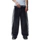 1pc Women'S Casual Wide Leg Faux Denim Pants with Striped Print, Cotton Loose Fit Trousers with Front Tie Bow Detail for Work Office Streetwear - All Seasons 1pc Women'S Casual Wide Leg Faux Denim Pants with Striped Print, Cotton Loose Fit Trousers with Front Tie Bow Detail for Work Office Streetwear - All Seasons