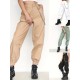 1pc Women'S High Waist Cargo Pants, Solid Color Casual Trousers with Chain Side Pockets, Elastic Ankle Joggers 1pc Women'S High Waist Cargo Pants, Solid Color Casual Trousers with Chain Side Pockets, Elastic Ankle Joggers