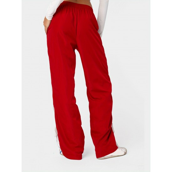 Women's Vintage-Inspired Side Striped Bow Joggers - Comfortable, Elastic Waist with Pockets for Spring & Fall Women's Vintage-Inspired Side Striped Bow Joggers - Comfortable, Elastic Waist with Pockets for Spring & Fall