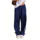 Women's Striped Drawstring Sweatpants - Casual Elastic Waist, Straight Leg with Pockets, Machine Washable Women's Striped Drawstring Sweatpants - Casual Elastic Waist, Straight Leg with Pockets, Machine Washable