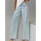 1pc Women'S Casual Cotton Wide Leg Jeans - Solid Color Low Waist Loose Fit with Pockets for Spring/Fall Season 1pc Women'S Casual Cotton Wide Leg Jeans - Solid Color Low Waist Loose Fit with Pockets for Spring/Fall Season