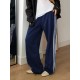 Women's Casual Striped Sweatpants with Drawstring Waist and Pockets - Comfy Straight Leg Streetwear, Non-Stretch Polyester Women's Casual Striped Sweatpants with Drawstring Waist and Pockets - Comfy Straight Leg Streetwear, Non-Stretch Polyester