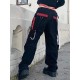 Womens Low Rise Baggy Jeans Rock Style Wide Leg Cargo Pants Washed Jeans with Flap Pockets Womens Low Rise Baggy Jeans Rock Style Wide Leg Cargo Pants Washed Jeans with Flap Pockets
