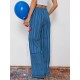 1pc Women'S Casual Striped Wide Leg Pants, Elastic Waist Loose Trousers with Pockets, Spring/Autumn Streetwear for Adults 1pc Women'S Casual Striped Wide Leg Pants, Elastic Waist Loose Trousers with Pockets, Spring/Autumn Streetwear for Adults