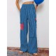 1pc Women'S Casual Striped Wide Leg Pants, Elastic Waist Loose Trousers with Pockets, Spring/Autumn Streetwear for Adults 1pc Women'S Casual Striped Wide Leg Pants, Elastic Waist Loose Trousers with Pockets, Spring/Autumn Streetwear for Adults