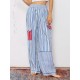 1pc Women'S Casual Striped Wide Leg Pants, Elastic Waist Loose Trousers with Pockets, Spring/Autumn Streetwear for Adults 1pc Women'S Casual Striped Wide Leg Pants, Elastic Waist Loose Trousers with Pockets, Spring/Autumn Streetwear for Adults