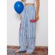 1pc Women'S Casual Striped Wide Leg Pants, Elastic Waist Loose Trousers with Pockets, Spring/Autumn Streetwear for Adults 1pc Women'S Casual Striped Wide Leg Pants, Elastic Waist Loose Trousers with Pockets, Spring/Autumn Streetwear for Adults