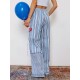 1pc Women'S Casual Striped Wide Leg Pants, Elastic Waist Loose Trousers with Pockets, Spring/Autumn Streetwear for Adults 1pc Women'S Casual Striped Wide Leg Pants, Elastic Waist Loose Trousers with Pockets, Spring/Autumn Streetwear for Adults