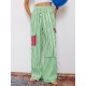 1pc Women'S Casual Striped Wide Leg Pants, Elastic Waist Loose Trousers with Pockets, Spring/Autumn Streetwear for Adults 1pc Women'S Casual Striped Wide Leg Pants, Elastic Waist Loose Trousers with Pockets, Spring/Autumn Streetwear for Adults