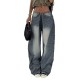 1pc Women'S High Waist Wide-Leg Faux Denim, Casual Style Solid Color Long Pants, Polyester Knit Fabric with Button Detail, All-Season Loose Fit Faux Denim Trousers 1pc Women'S High Waist Wide-Leg Faux Denim, Casual Style Solid Color Long Pants, Polyester Knit Fabric with Button Detail, All-Season Loose Fit Faux Denim Trousers