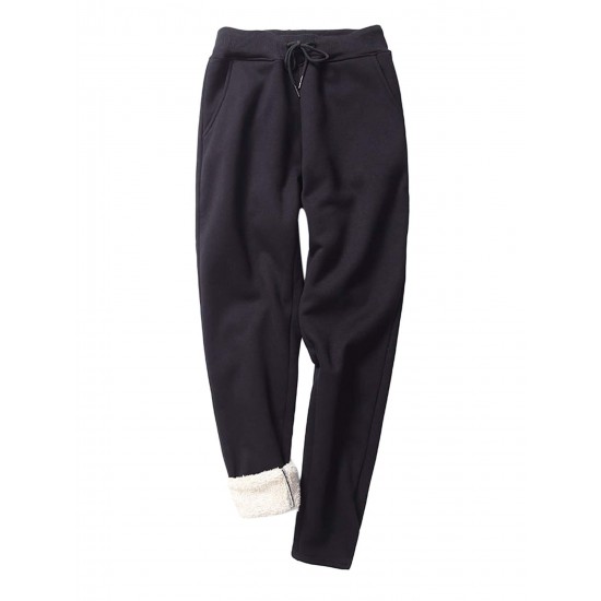 1pc Women'S Sherpa Lined Sweatpants - Cotton Casual Fleece Pants, Solid Color, Straight Leg, Woven, Adult Fall/Winter Jogger Style 1pc Women'S Sherpa Lined Sweatpants - Cotton Casual Fleece Pants, Solid Color, Straight Leg, Woven, Adult Fall/Winter Jogger Style