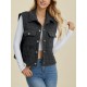 Women's Casual Quilted Vest - Sleeveless, Snap-Button, Relaxed Fit with Collar & Pockets, Navy Black - Perfect for Spring/Fall/Winter Outdoor Activities Women's Casual Quilted Vest - Sleeveless, Snap-Button, Relaxed Fit with Collar & Pockets, Navy Black - Perfect for Spring/Fall/Winter Outdoor Activities