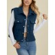 Women's Casual Quilted Vest - Sleeveless, Snap-Button, Relaxed Fit with Collar & Pockets, Navy Black - Perfect for Spring/Fall/Winter Outdoor Activities Women's Casual Quilted Vest - Sleeveless, Snap-Button, Relaxed Fit with Collar & Pockets, Navy Black - Perfect for Spring/Fall/Winter Outdoor Activities