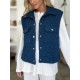 Women's Casual Quilted Vest - Sleeveless, Snap-Button, Relaxed Fit with Collar & Pockets, Navy Black - Perfect for Spring/Fall/Winter Outdoor Activities Women's Casual Quilted Vest - Sleeveless, Snap-Button, Relaxed Fit with Collar & Pockets, Navy Black - Perfect for Spring/Fall/Winter Outdoor Activities