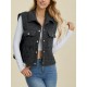 Women's Casual Quilted Vest - Sleeveless, Snap-Button, Relaxed Fit with Collar & Pockets, Navy Black - Perfect for Spring/Fall/Winter Outdoor Activities Women's Casual Quilted Vest - Sleeveless, Snap-Button, Relaxed Fit with Collar & Pockets, Navy Black - Perfect for Spring/Fall/Winter Outdoor Activities
