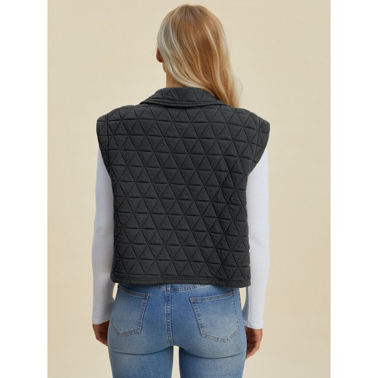 Women's Casual Quilted Vest - Sleeveless, Snap-Button, Relaxed Fit with Collar & Pockets, Navy Black - Perfect for Spring/Fall/Winter Outdoor Activities Women's Casual Quilted Vest - Sleeveless, Snap-Button, Relaxed Fit with Collar & Pockets, Navy Black - Perfect for Spring/Fall/Winter Outdoor Activities