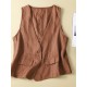 1pc Women'S Plus Size Casual Linen V-Neck Sleeveless Vest - Solid Color Knit Fabric Button-Down Leisure Tank Top 1pc Women'S Plus Size Casual Linen V-Neck Sleeveless Vest - Solid Color Knit Fabric Button-Down Leisure Tank Top