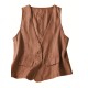 1pc Women'S Plus Size Casual Linen V-Neck Sleeveless Vest - Solid Color Knit Fabric Button-Down Leisure Tank Top 1pc Women'S Plus Size Casual Linen V-Neck Sleeveless Vest - Solid Color Knit Fabric Button-Down Leisure Tank Top