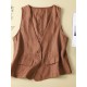 1pc Women'S Plus Size Casual Linen V-Neck Sleeveless Vest - Solid Color Knit Fabric Button-Down Leisure Tank Top 1pc Women'S Plus Size Casual Linen V-Neck Sleeveless Vest - Solid Color Knit Fabric Button-Down Leisure Tank Top