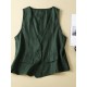 1pc Women'S Plus Size Casual Linen V-Neck Sleeveless Vest - Solid Color Knit Fabric Button-Down Leisure Tank Top 1pc Women'S Plus Size Casual Linen V-Neck Sleeveless Vest - Solid Color Knit Fabric Button-Down Leisure Tank Top