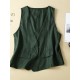 1pc Women'S Plus Size Casual Linen V-Neck Sleeveless Vest - Solid Color Knit Fabric Button-Down Leisure Tank Top 1pc Women'S Plus Size Casual Linen V-Neck Sleeveless Vest - Solid Color Knit Fabric Button-Down Leisure Tank Top