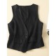 1pc Women'S Plus Size Casual Linen V-Neck Sleeveless Vest - Solid Color Knit Fabric Button-Down Leisure Tank Top 1pc Women'S Plus Size Casual Linen V-Neck Sleeveless Vest - Solid Color Knit Fabric Button-Down Leisure Tank Top