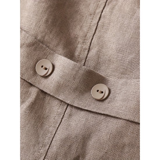 1pc Women'S Plus Size Casual Linen V-Neck Sleeveless Vest - Solid Color Knit Fabric Button-Down Leisure Tank Top 1pc Women'S Plus Size Casual Linen V-Neck Sleeveless Vest - Solid Color Knit Fabric Button-Down Leisure Tank Top