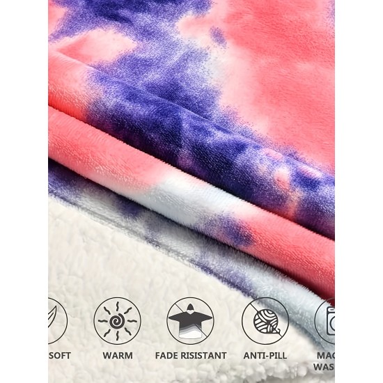 Cozy Oversized Sherpa Fleece Hoodie Blanket - Tie-Dye Wearable Blanket with Giant Pocket, Soft & Warm Shawl Wrap for Women and Men, Perfect Birthday Gift, Non-Stretch Knit Fabric, Hand Washable Cozy Oversized Sherpa Fleece Hoodie Blanket - Tie-Dye Wearable Blanket with Giant Pocket, Soft & Warm Shawl Wrap for Women and Men, Perfect Birthday Gift, Non-Stretch Knit Fabric, Hand Washable