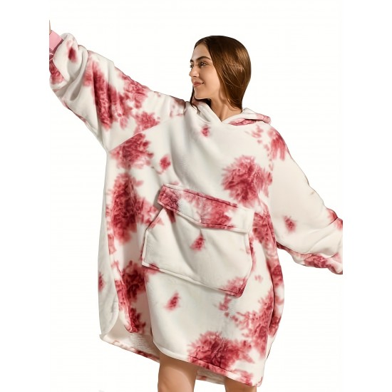 Cozy Oversized Sherpa Fleece Hoodie Blanket - Tie-Dye Wearable Blanket with Giant Pocket, Soft & Warm Shawl Wrap for Women and Men, Perfect Birthday Gift, Non-Stretch Knit Fabric, Hand Washable Cozy Oversized Sherpa Fleece Hoodie Blanket - Tie-Dye Wearable Blanket with Giant Pocket, Soft & Warm Shawl Wrap for Women and Men, Perfect Birthday Gift, Non-Stretch Knit Fabric, Hand Washable