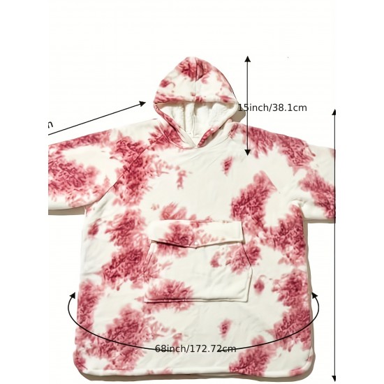 Cozy Oversized Sherpa Fleece Hoodie Blanket - Tie-Dye Wearable Blanket with Giant Pocket, Soft & Warm Shawl Wrap for Women and Men, Perfect Birthday Gift, Non-Stretch Knit Fabric, Hand Washable Cozy Oversized Sherpa Fleece Hoodie Blanket - Tie-Dye Wearable Blanket with Giant Pocket, Soft & Warm Shawl Wrap for Women and Men, Perfect Birthday Gift, Non-Stretch Knit Fabric, Hand Washable
