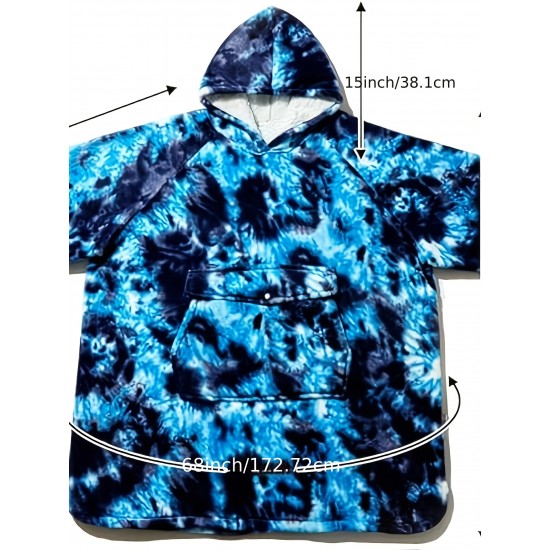 Cozy Oversized Sherpa Fleece Hoodie Blanket - Tie-Dye Wearable Blanket with Giant Pocket, Soft & Warm Shawl Wrap for Women and Men, Perfect Birthday Gift, Non-Stretch Knit Fabric, Hand Washable Cozy Oversized Sherpa Fleece Hoodie Blanket - Tie-Dye Wearable Blanket with Giant Pocket, Soft & Warm Shawl Wrap for Women and Men, Perfect Birthday Gift, Non-Stretch Knit Fabric, Hand Washable