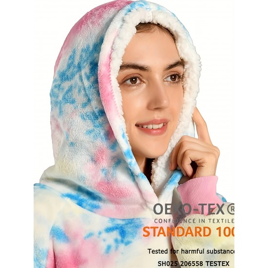 Cozy Oversized Sherpa Fleece Hoodie Blanket - Tie-Dye Wearable Blanket with Giant Pocket, Soft & Warm Shawl Wrap for Women and Men, Perfect Birthday Gift, Non-Stretch Knit Fabric, Hand Washable Cozy Oversized Sherpa Fleece Hoodie Blanket - Tie-Dye Wearable Blanket with Giant Pocket, Soft & Warm Shawl Wrap for Women and Men, Perfect Birthday Gift, Non-Stretch Knit Fabric, Hand Washable
